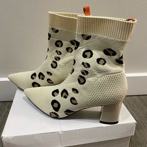 Leopard print sock heels